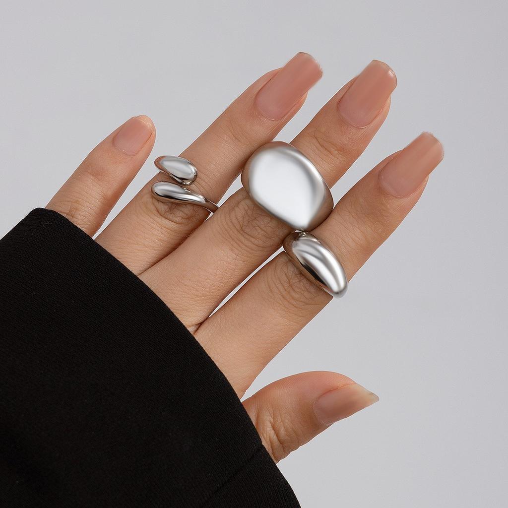 Ниша открытое кольцо дизайн чувство геометрическое соединение кольцо лава металл ветер дуга кольцо набор