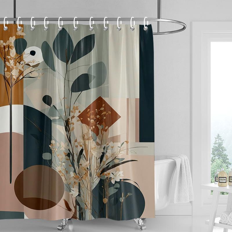 Ванная в скандинавском стиле, мягкая тканевая шторка для душа, абстрактный тропический растительный художественный узор, водонепроницаемая декоративная занавеска для ванной