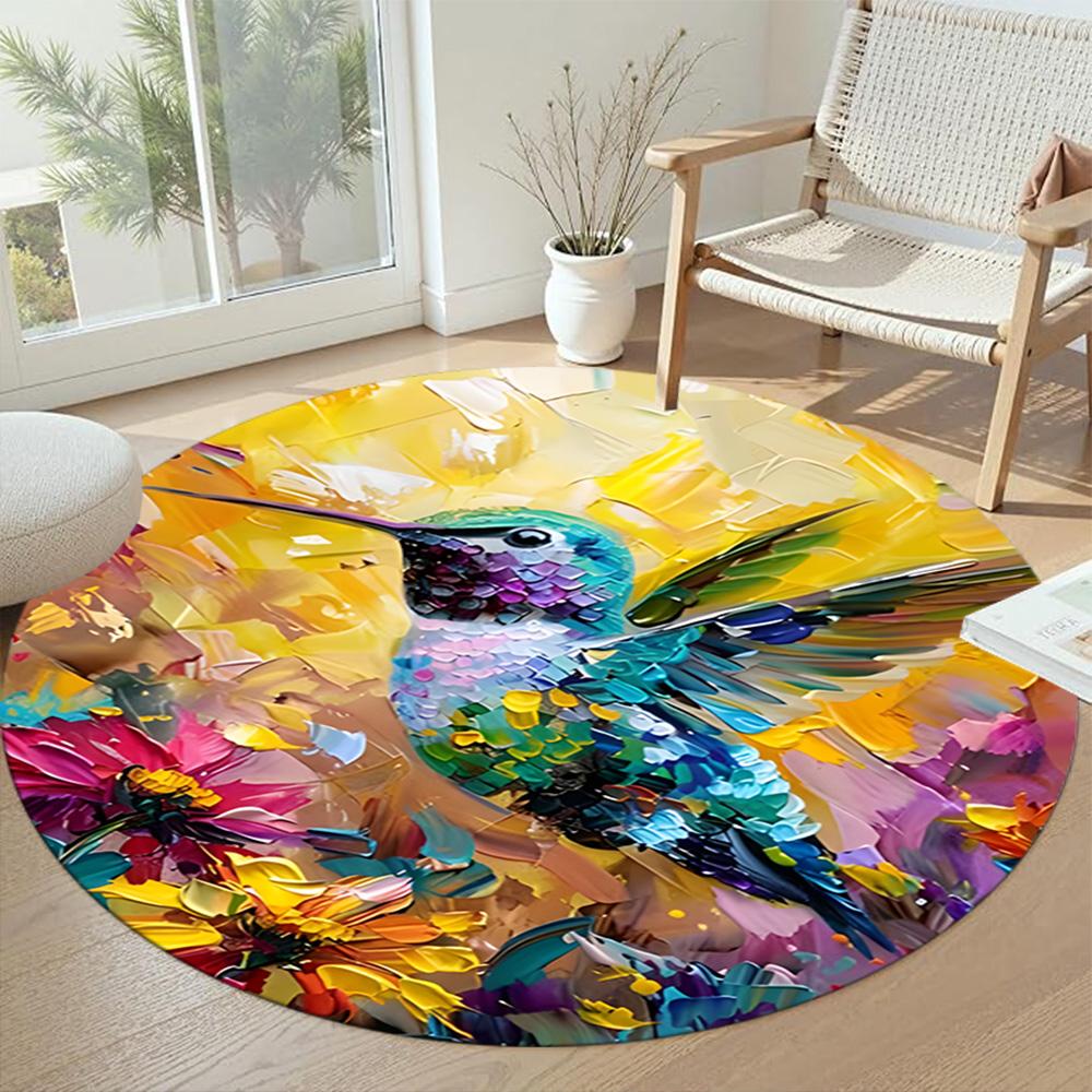 Bird Round Area Rug Suitable for Playrooms Decorate room Dormitory Dining Room Anti-slip Round Rug Decorate Offices