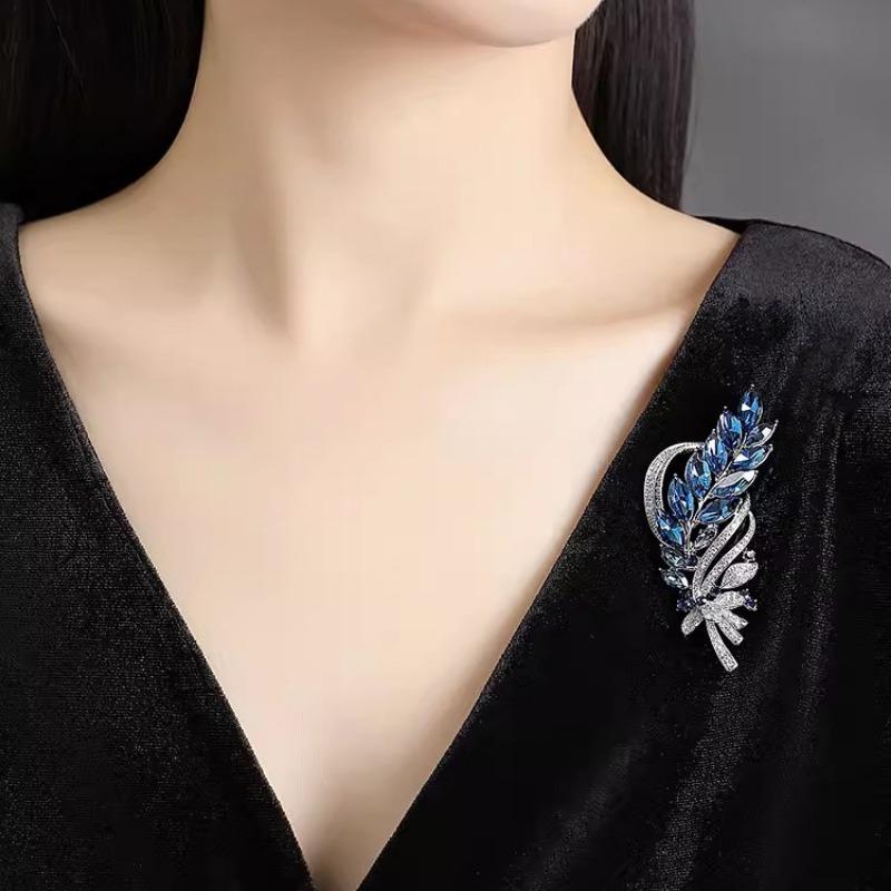 Брошь «Колосок пшеницы», Изысканная и модная хрустальная брошь для женщин высокого класса, Брошь с нишевым дизайнерским чутьем