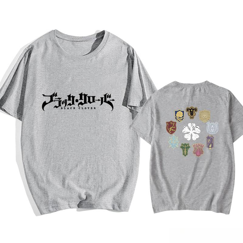 Аниме футболка с принтом узора Чёрный Клевер Уличная Высококачественная Повседневная Футболка Аниме Футболка Топы Футболка Оверсайз Мужская Одежда