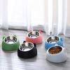 Pet Bowl Cat Face Shape Oblique Design Stainless Steel Cat Feeding Supplement for Home