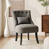 Fabric Single Sofa Dining Chair Tub Chair Upholstered W/ Pillow Solid Wood Leg Home Living Room Furniture Charcoal Grey