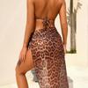 2024 Европейский и американский леопардовый купальник-бикини: Коллекция пляжных платьев из трех предметов
