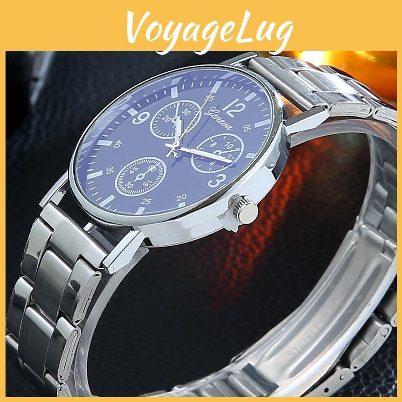 Men's Casual Blue Light Three-eyed Steel Strap Watch Quartz Movement Fashionable Gift Wholesale