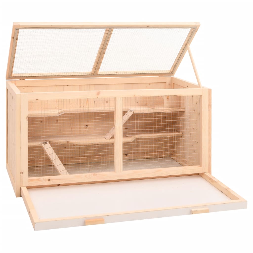 Hamster Cage 89.5 x 45 x 45 cm Solid Pine Wood