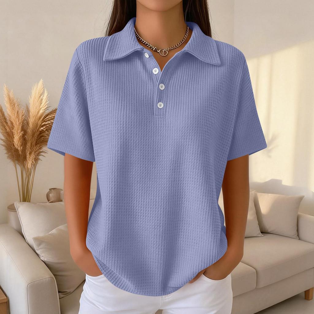 Женская мода Повседневная рубашка с лацканами и короткими рукавами, цветная, женские топы