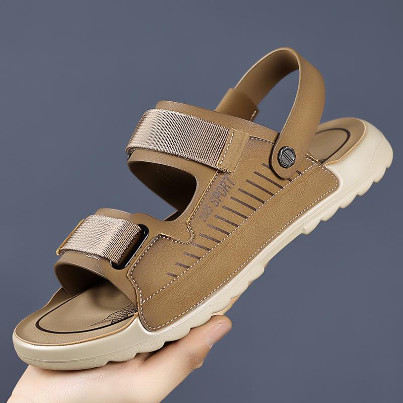 Fashion 2025 Summer New Dual-use Outdoor Sports Beach Shoes Sandals for Men Non-slip Ear-resistant Men's Slippers Fashion Leather Sandal