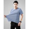Summer High end Experience! Stretch on All Sides! Ice Silk Breathable T-shirt Men's Short Sleeve Top round Neck Foreign Trade Cut the Tag off Tide