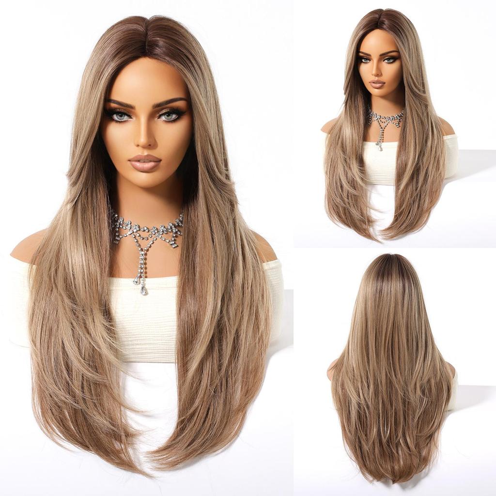 ALAN EATON Светлые многослойные синтетические парики с челкой, длинный прямой парик для женщин и девочек, мягкие натуральные волосы для ежедневного ношения, термостойкий парик