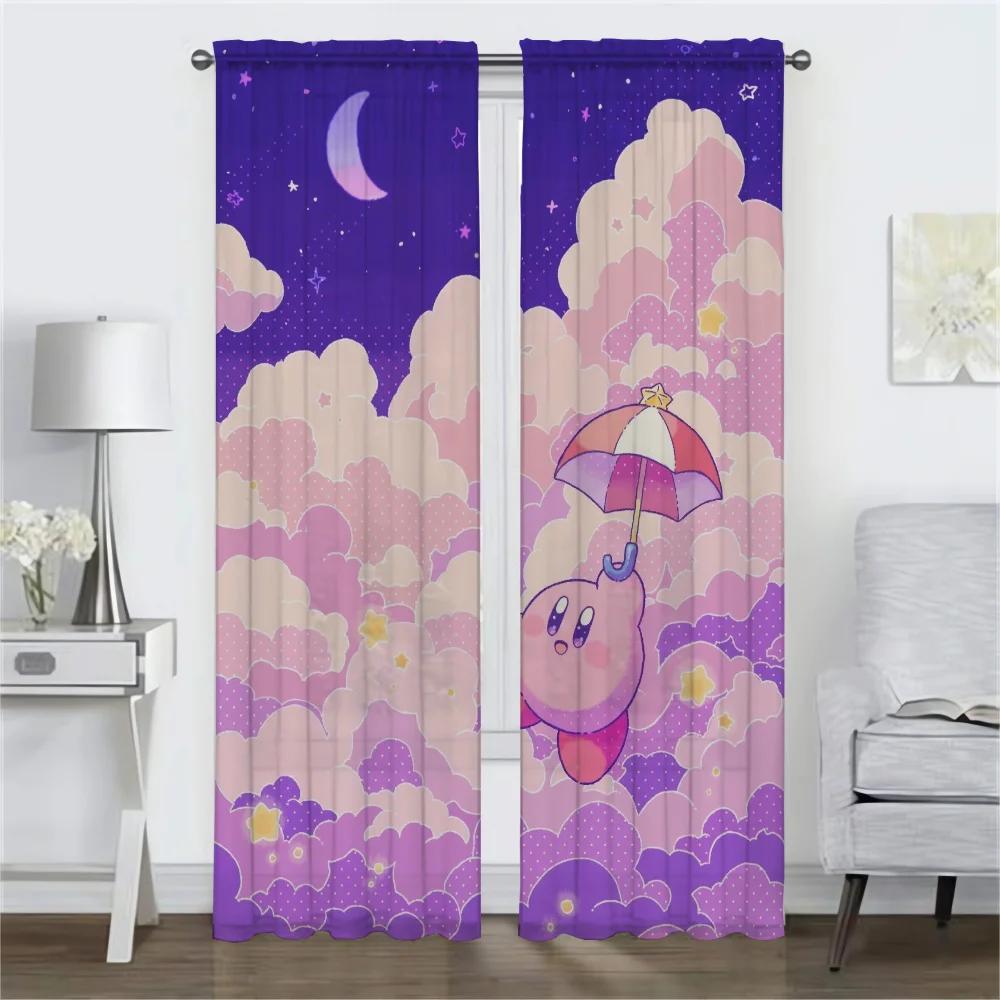 Kawaii Cartoon K-Kirbys Blackout Curtain for Room 2 Panel Curtains for Bedroom Shades Partition Home Interior Curtains Living