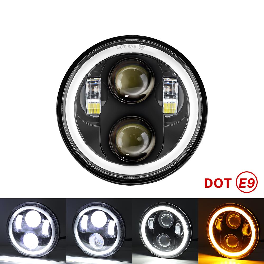 Фара для мотоцикла 5,75 дюйма Halo Angel Eyes дальний/ближний свет 5 3/4" DRL поворотник проект для Harley Sportster 883 XL883 FXCW