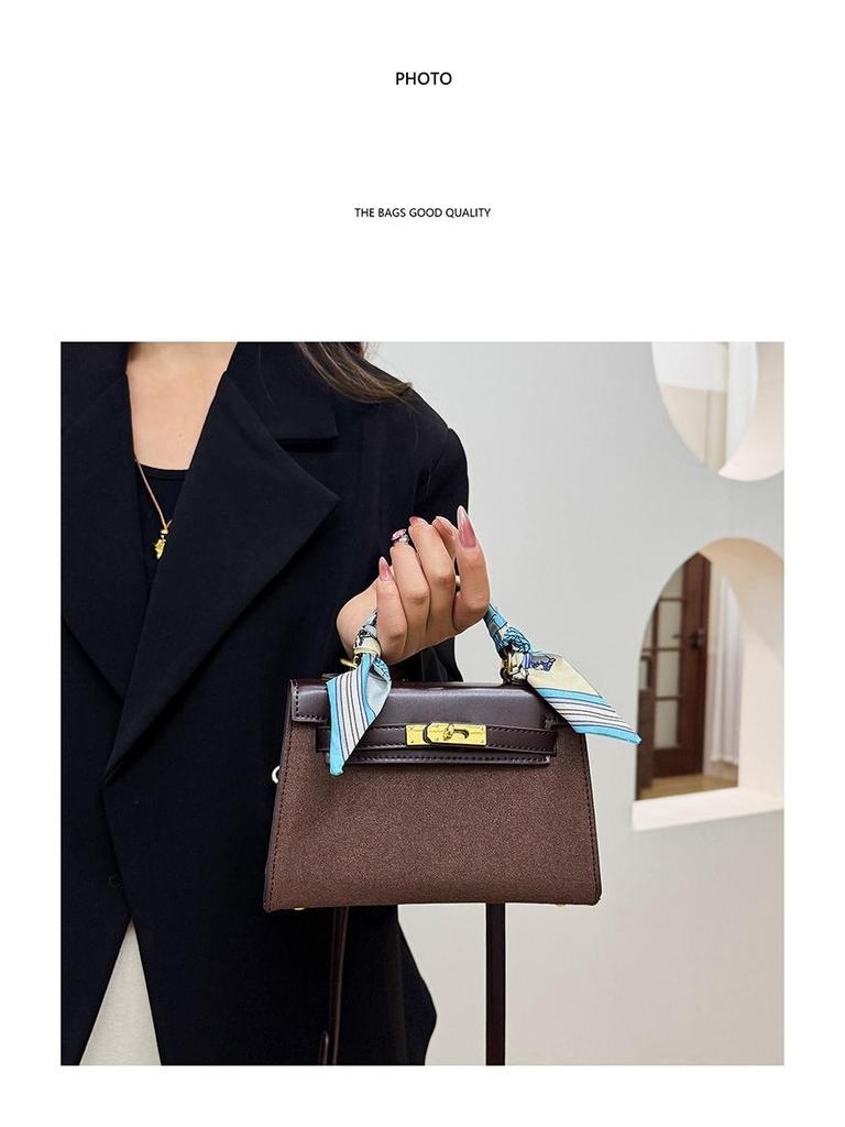 Kelly Women's Large Shoulder Bag with Lock and Scarf - Versatile Crossbody Handbag