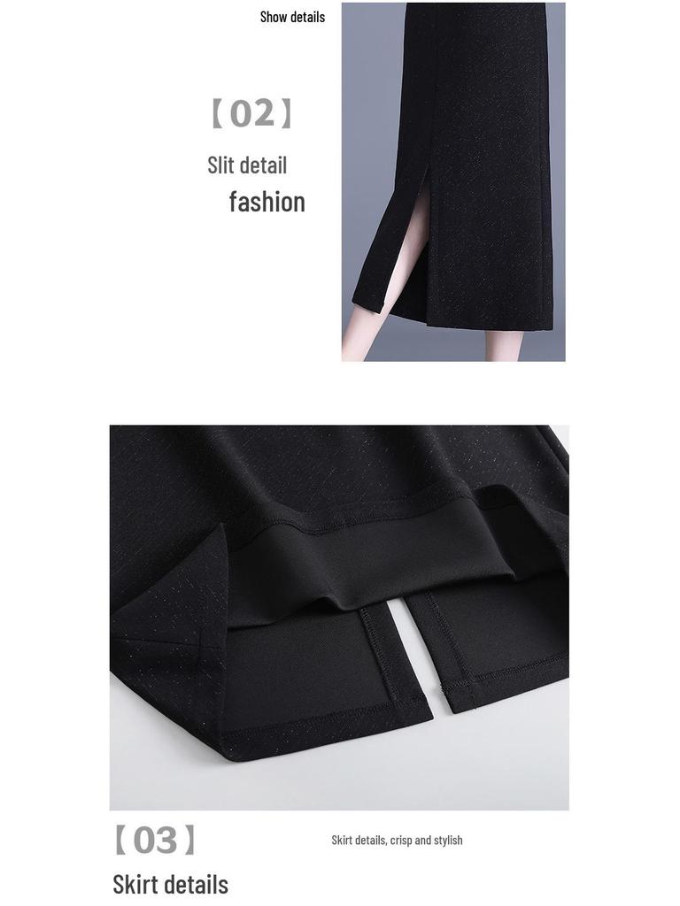 Элегантная облегающая юбка-миди с высокой талией и разрезом, весна/лето 2026