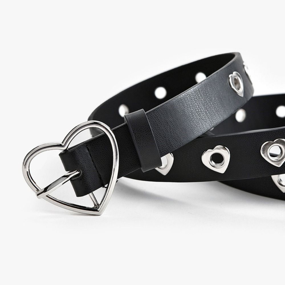 Adjustable Faux Leather Belt Versatile Decorative Waist Belt Heart Buckle Belt For Casual Dresses