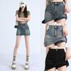 American High Waist Elastic A-Line Denim Skirt - Retro Style, Anti-Exposure, Slim Fit for Women