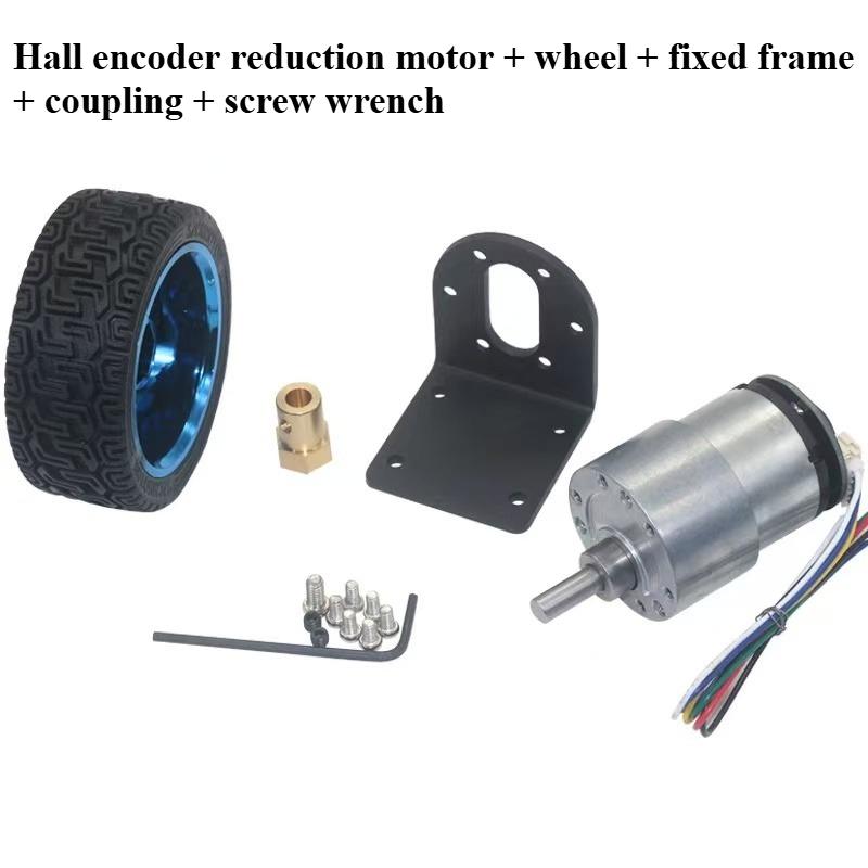 Hall Encoder DC Brushed Motor JGB37-520 12V Forward And Reverse Adjustable Speed 20RPM-1580RPM Smart Car Kit With Wheel