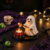 Unique Sculpture for Office Desk Halloween Campfire Tealight Holder, Mummy Ghost Scarecrow Resin Decorative Holder Wedding Candle Stand Desk,