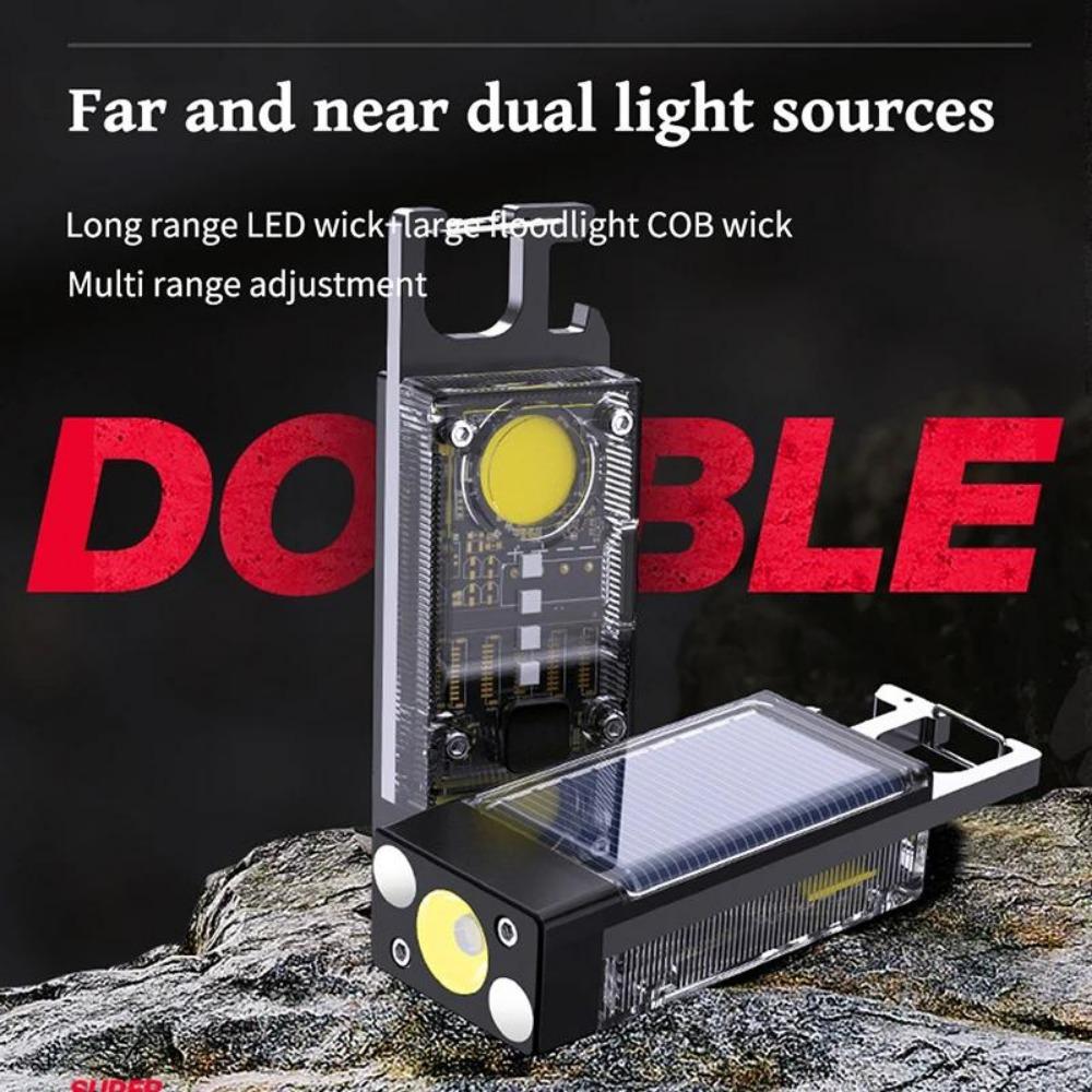 4000LM Мини EDC Солнечный LED+COB Фонарик Маленький Карманный Брелок Фонарик USB Перезаряжаемый Сильный Магнитный Кемпинговый Фонарь Прожектор