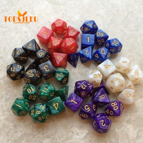 KTV Party Multicolor Polyhedral Numbers Dice - 7Pcs, Table Board Game Supply Gift