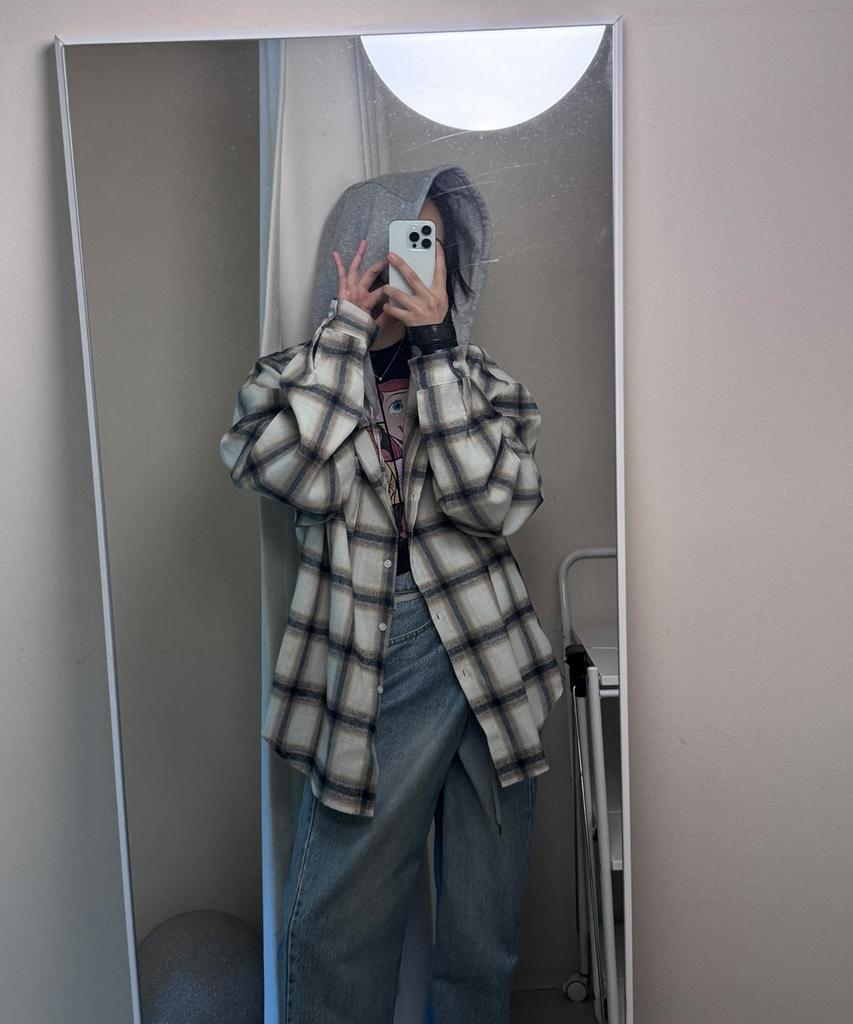 ACOVER Tartan Sweat Hoodie Check Shirt 3 Colors