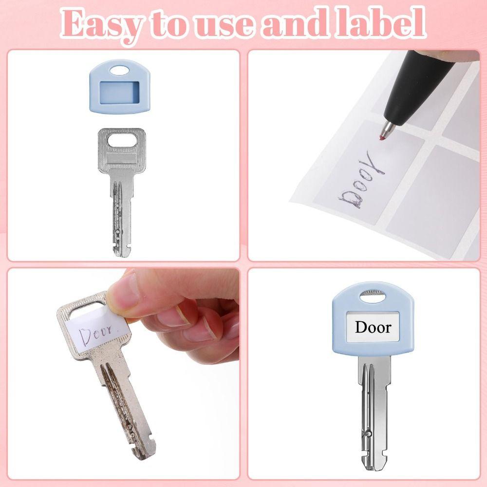 50Pcs Blank Printed Label Silicone Key Caps Colored Key Protectors Silicone Key Covers Office
