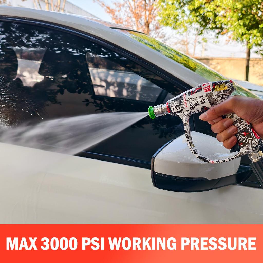 BEAR FORCE Пистолет для мойки высокого давления 210 бар / 3000 PSI макс., Мощный распылитель, Окрашенный, Короткий, Вход M22-ID14 мм с быстроразъемным соединителем 1/4 дюйма