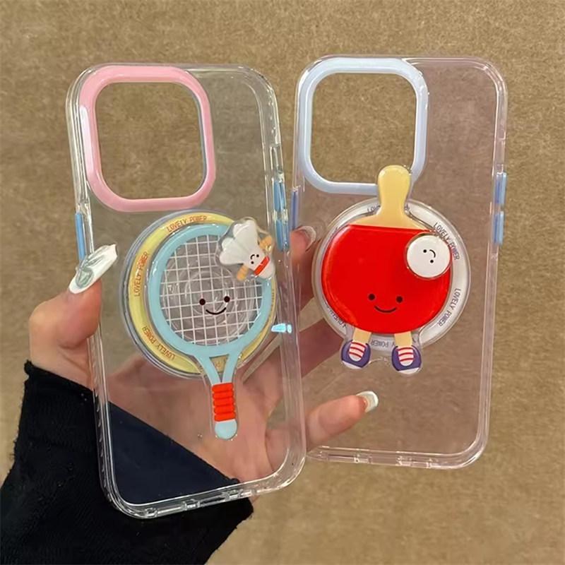 Cute 360 Degree Rotation Table Tennis Badminton For Magsafe Phone Holder Foldable for Iphone17 16 15 14 13 12 Desktop Phone Stand