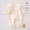 Cozy Air Cotton Baby Romper - Long Sleeve, Side Snap, Boneless Crawling Suit for Newborns - Perfect for Autumn & Winter Outings