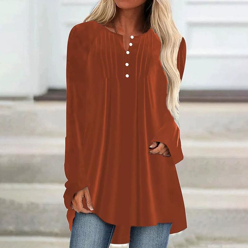 Женская вельветовая рубашка с длинным рукавом, V-образным вырезом, пуговицами, рюшами на груди и асимметричным подолом