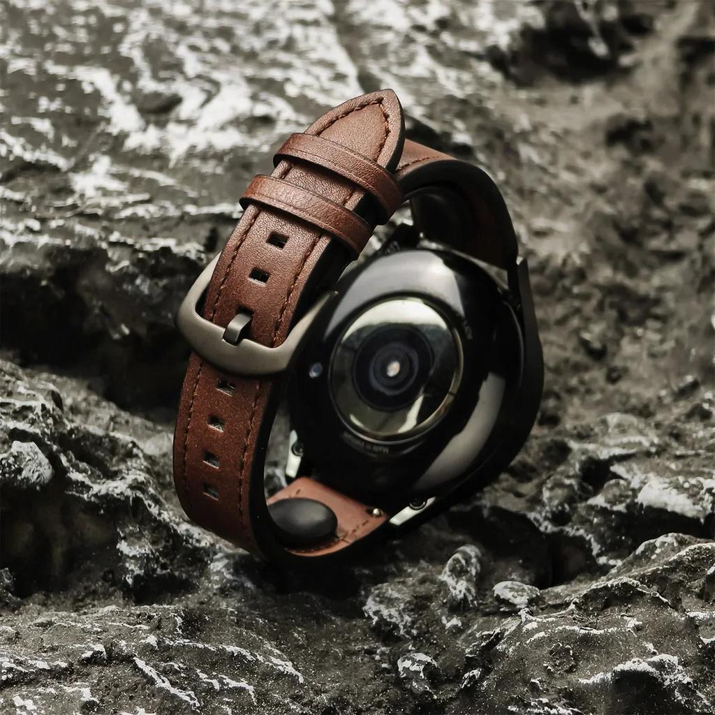 Кожаный ремешок 20мм 22мм для Samsung Galaxy Watch 7 6 5 4 40 44мм ремешок для Gear винтажный браслет для Xiaomi Redmi Watch 5 Lite/Active