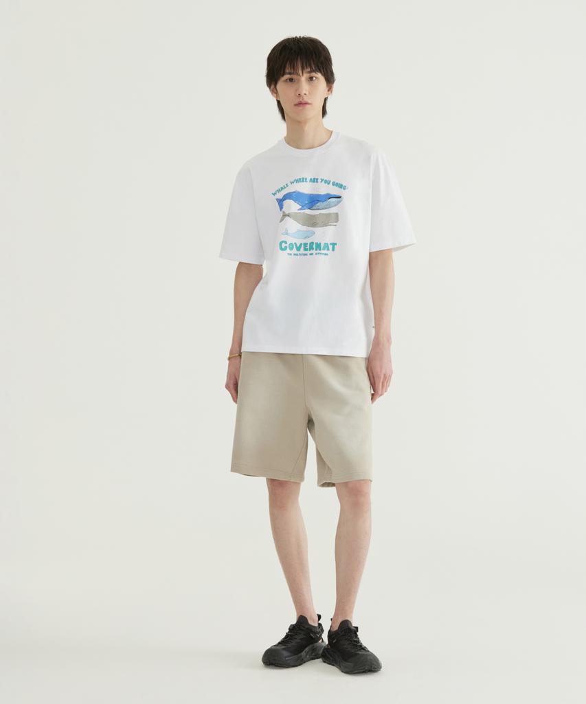 COVERNAT Cool Cotton Whale Graphic T-Shirt Navy