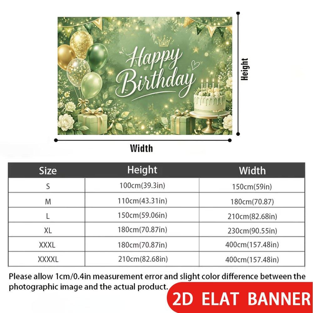 2D Flat Banner, Birthday Backdrop, Balloons, Cake, Gift Box Decor