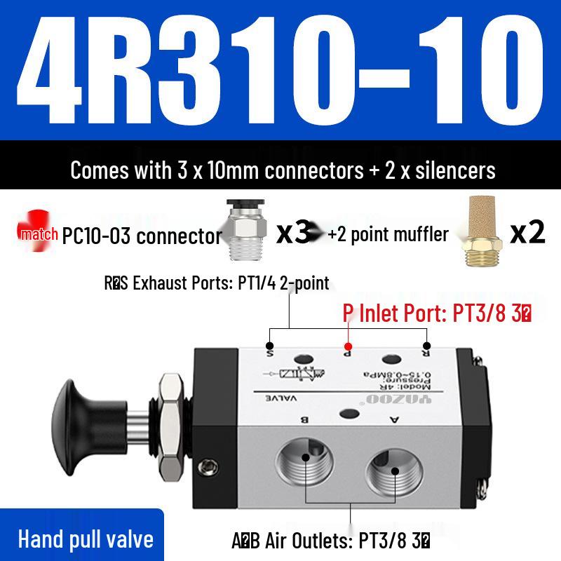 Pneumatic Hand Lever Valve 4R210 4H210-08, Cylinder Directional Control Valve 4H310 4R410, Manual Pneumatically-Controlled Valve.