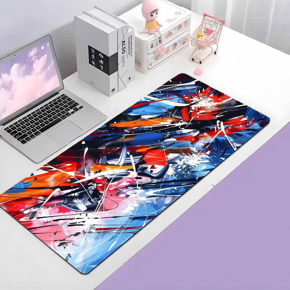 Abstract Neon Bright Cool Art Mouse Pad Large Gaming Mousepad With Thick Stitched Edge NonSlip Desk Mat
