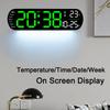 Digital Wall Clock Large LED Screen Temperature Humidity Display Electronic Alarm Clock Creative Home Decoration Remote Control