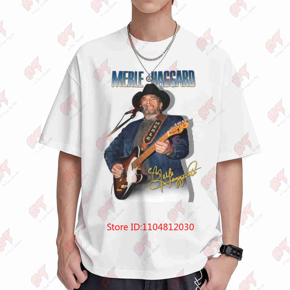 Merle Haggard Signature Short Sleeve Tee 100% Cotton T-Shirt