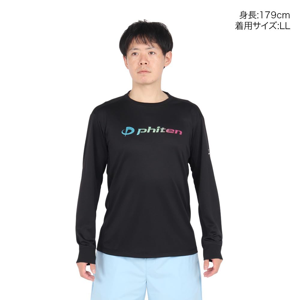 PHITEN Long Sleeve Glitter Gradation Black Blue 3124JG62920 X T-Shirt (Black Blue/L/Men's, Ladies')
