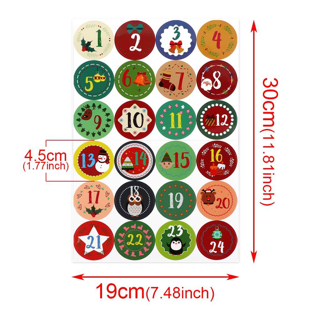 Merry Christmas Gift Stickers Advent Calendar Number Paper Stickers Gift Packaging Labels Decor Greeting Album Lable Stickers