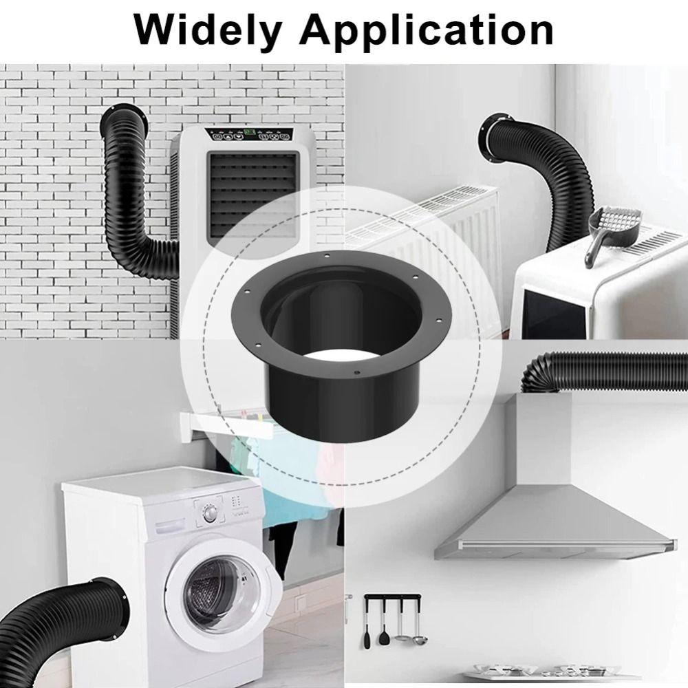 Round Wall Flange Connector Black Vent Pipe Adapter Exhaust Pipe Connector Ventilation Pipe
