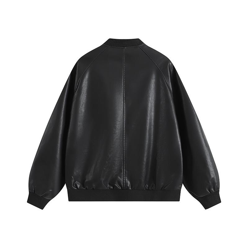 Кожаная куртка осень-зима мужская однотонная куртка модная повседневная молодежная кожаная куртка куртка