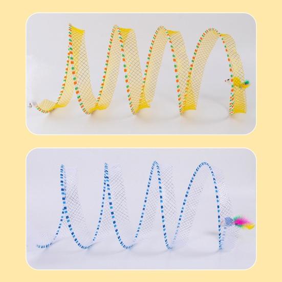 Cat Tunnel Toy Foldable Interactive Self Play Cat Hunting Spiral Tunnel Toy with Plush And Feather Toys for Indoor Cats