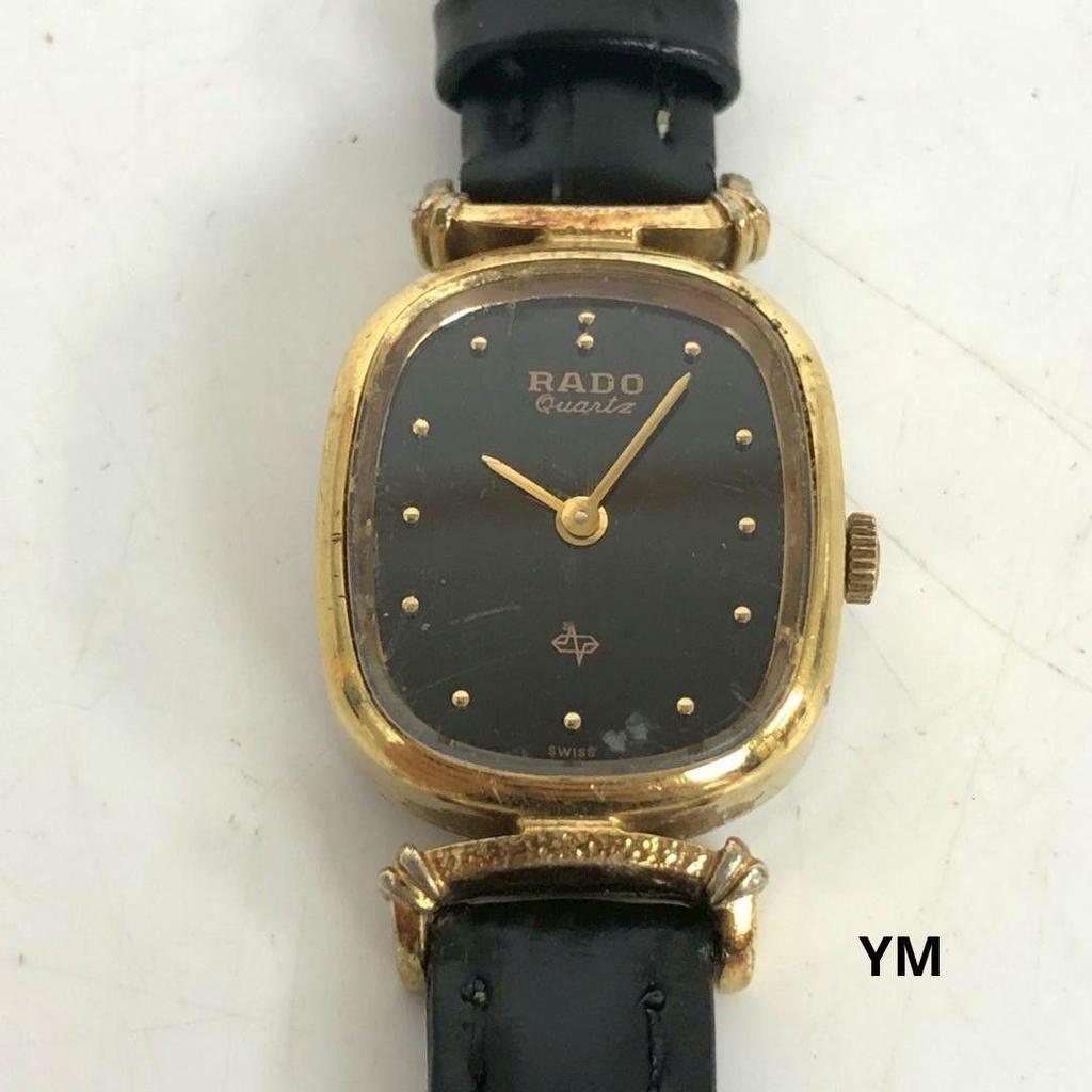Б/у часы RADO Женские Кварцевые Винтажные Овальные Золотые Черные Бренд Антикварные Часы Роскошные Золотые