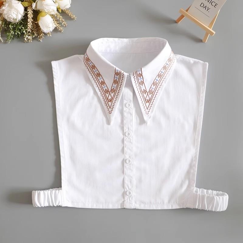 White Embroidery Fake Collar Women Big Lapel False Collars Woman Decoration Detachable Collars Tie Blouse Removable Nep Kraagie