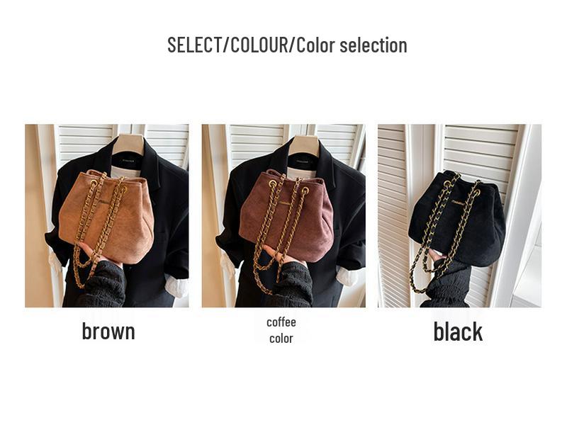2025 Fashion Suede Retro Shoulder Bag - Versatile Autumn/Winter Chain Underarm Bucket Bag