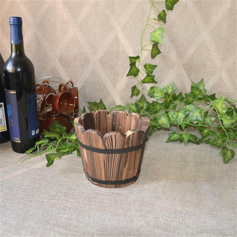 Деревянный небольшой бочонок для цветов в стиле ретро, ​​садовый горшок для домашнего офиса, свадебное украшение