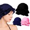 Женская плиссированная шапочка для плавания нейлоновая шапочка для плавания защита ушей портативная шапочка для бассейна сохраняет прическу неизменной для длинных коротких волос