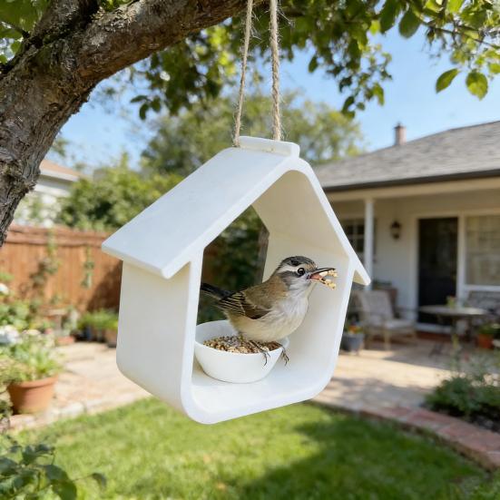 Водонепроницаемая кормушка для птиц в форме домика, подвесная, погодоустойчивая, для патио, террасы, веранды, сада, заднего двора