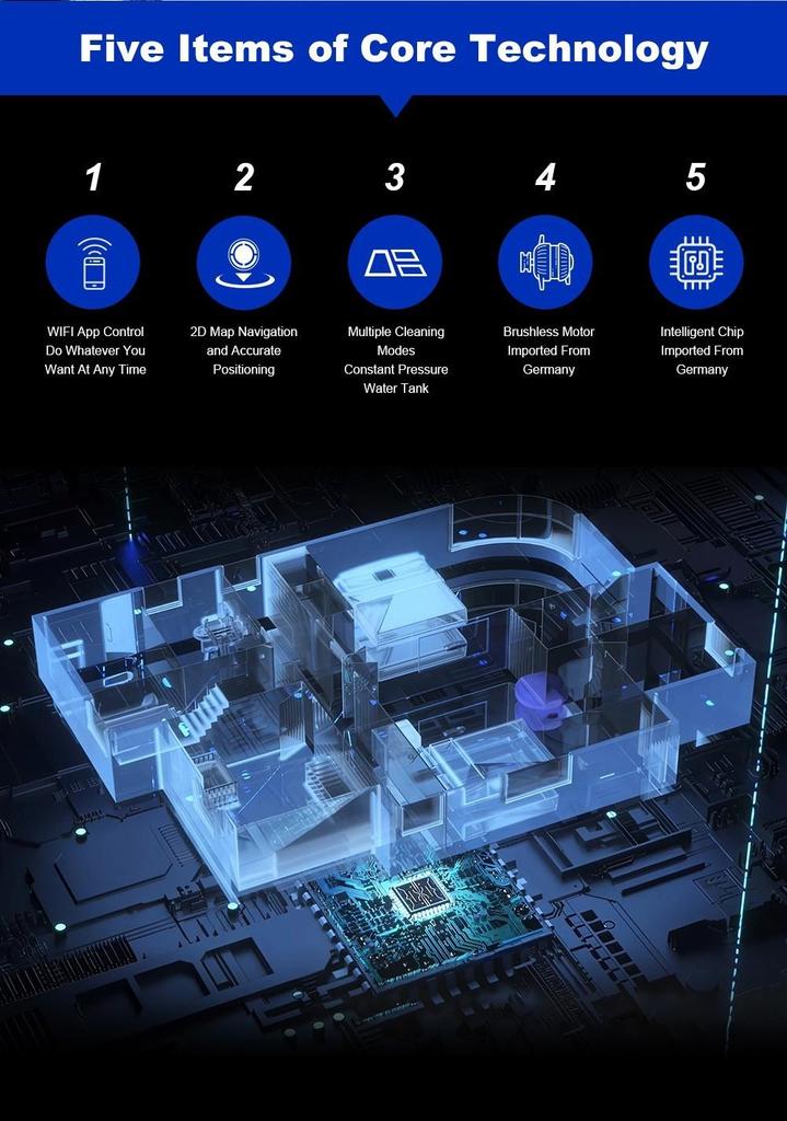 Liectroux L200 Robot Vacuum Cleaner, Max 4000Pa Suction, Smart Mapping, 230ml Electric Control Water Tank