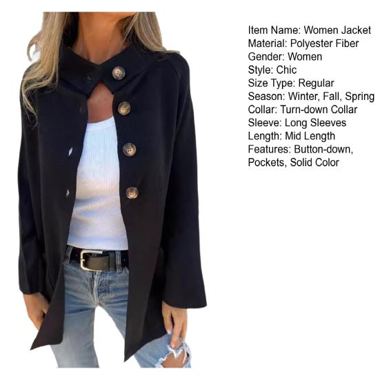 Зимняя женская трикотажная куртка с воротником-лацканом, однобортный кардиган с длинными рукавами, верхняя одежда с карманами, теплое, сохраняющее тепло пальто для поездок на работу